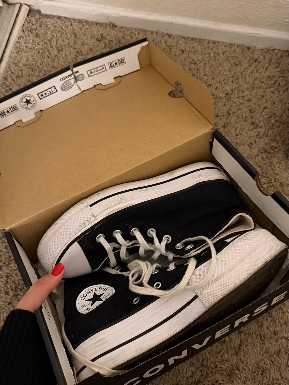 Converse Black & White Platform High-Top Sneakers - Picture 2 of 2